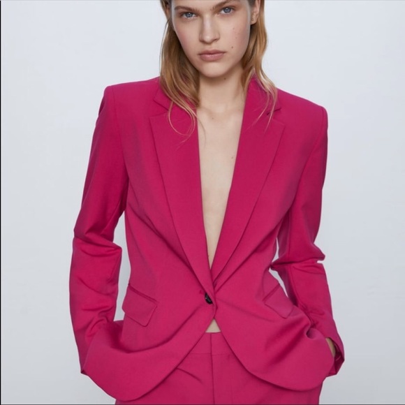 Zara Jackets & Blazers - Zara One Button Fuchsia Blazer